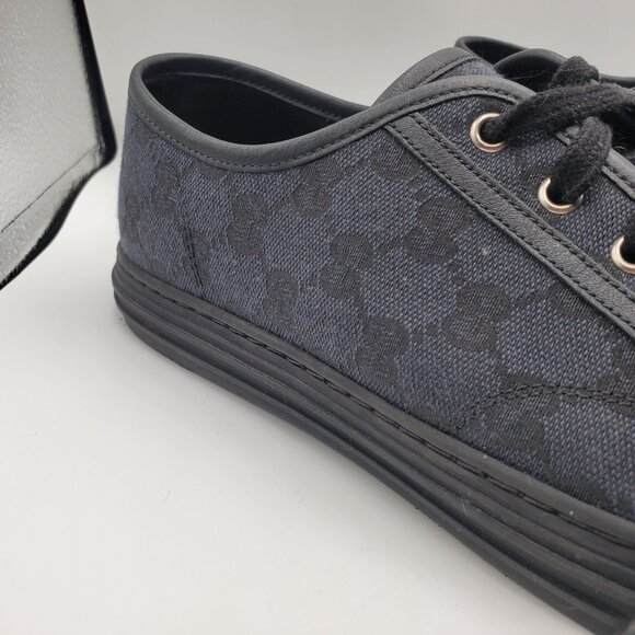 AUTHENTIC GUCCI MENS ORIGINAL GG LOW TOP CANVAS with LEATHER SNEAKERS - Picture 3 of 14